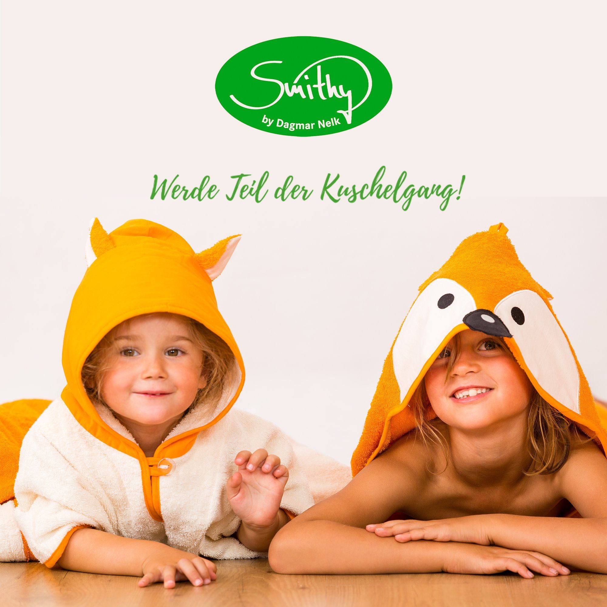 Smithy Kinderbademantel Fuchs mit Druckknopfverschluss, Frottee, Kapuze, Knöpfe, made in Europe