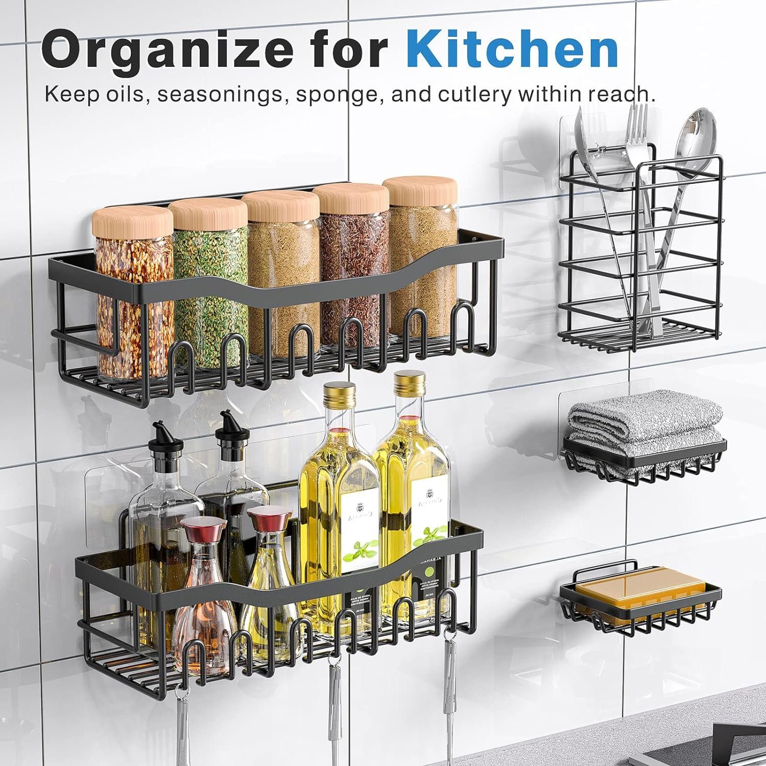 Directin Duschablage Duschorganizer [5er-Pack] Duschregale für die Innendusche, Duschkorb, Set, Selbstklebende Duschablage, Kein Bohren Rostfreier Edelstahl