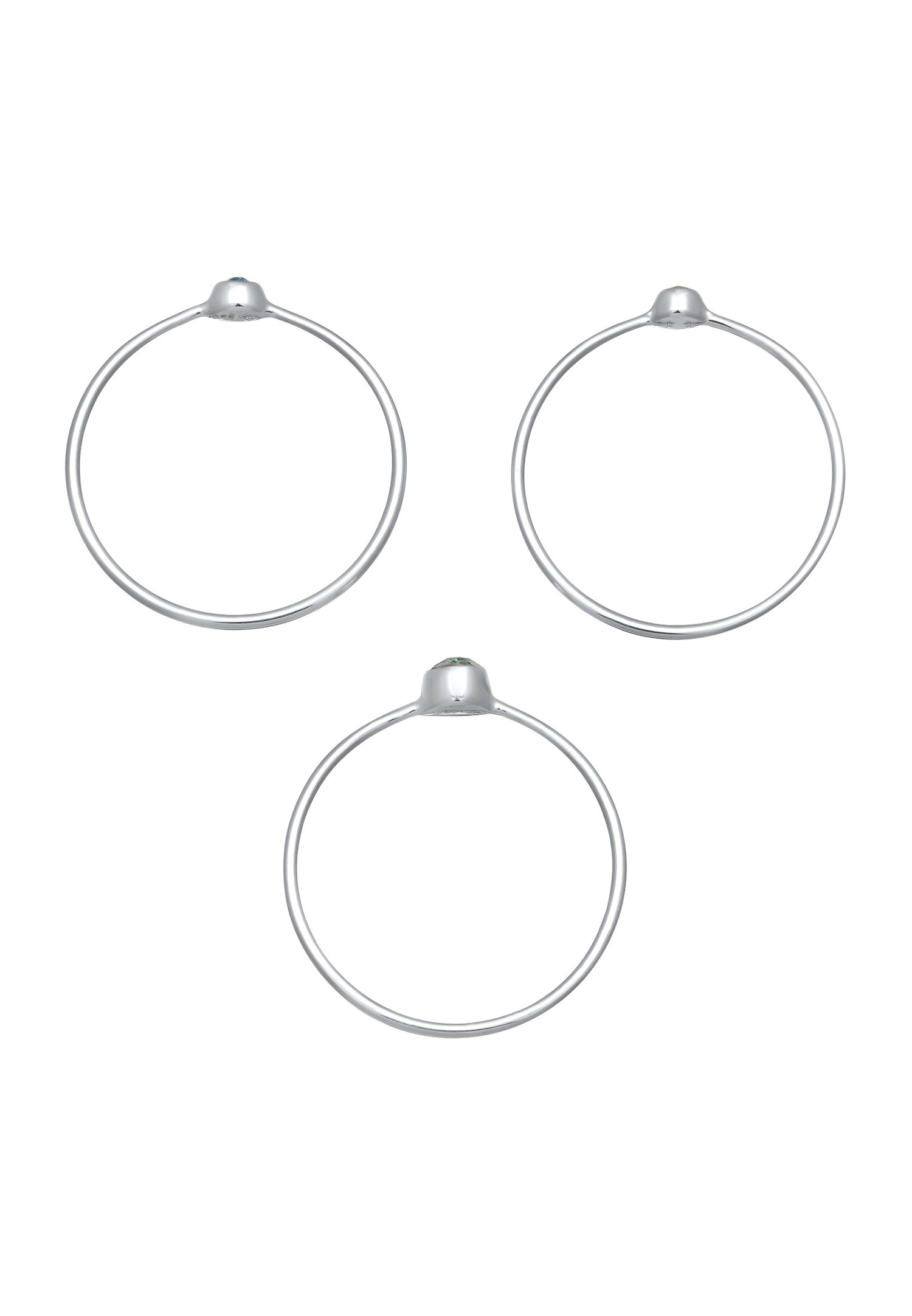 Conjunto básico de punto Elli para mujer con cristales azules en plata de ley 925