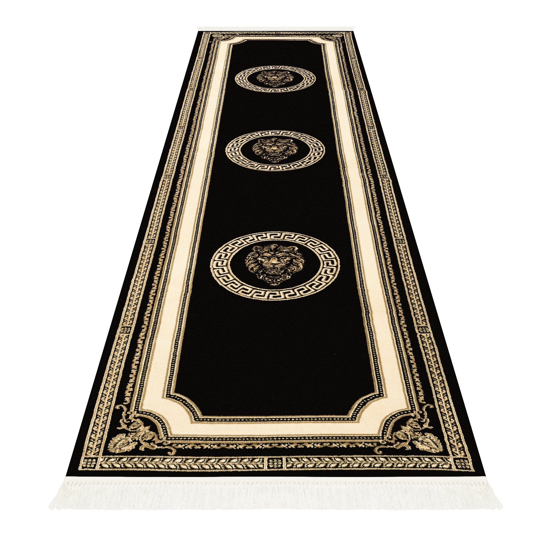 Designteppich Belle Arti Wohnzimmer Löwen Teppich Läufer Viskose Design Flur, Belle Arti, rechteckig, Höhe: 8 mm, Seidig, samtig, handgeknüpfte Fransen, glänzend, Naturfasern