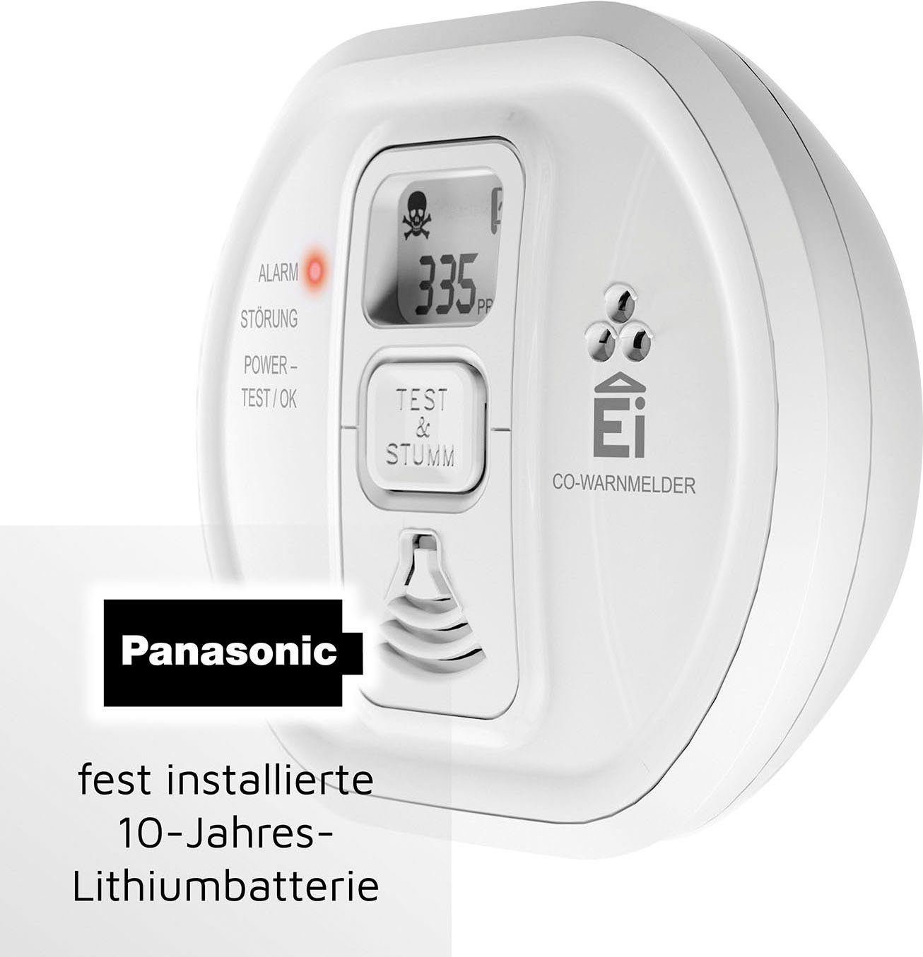 Ei Electronics Ei208D CO-Melder (LCD-Display, mit 10-Jahres-Batterie und LCD-Display)