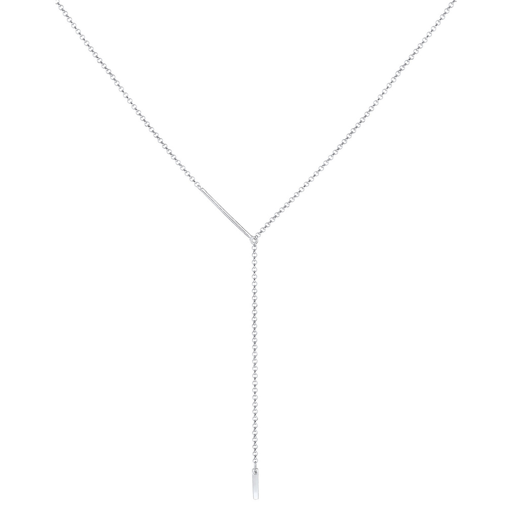 Elli Elli Collier Pendentif Rectangle Chaîne de Y Réglable Collier Femme - Argent (925 collier
