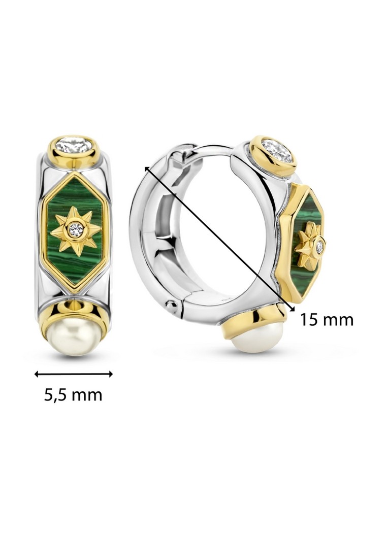 TI SENTO - Milano Silver earrings with malachite and pearl 7946MA_H