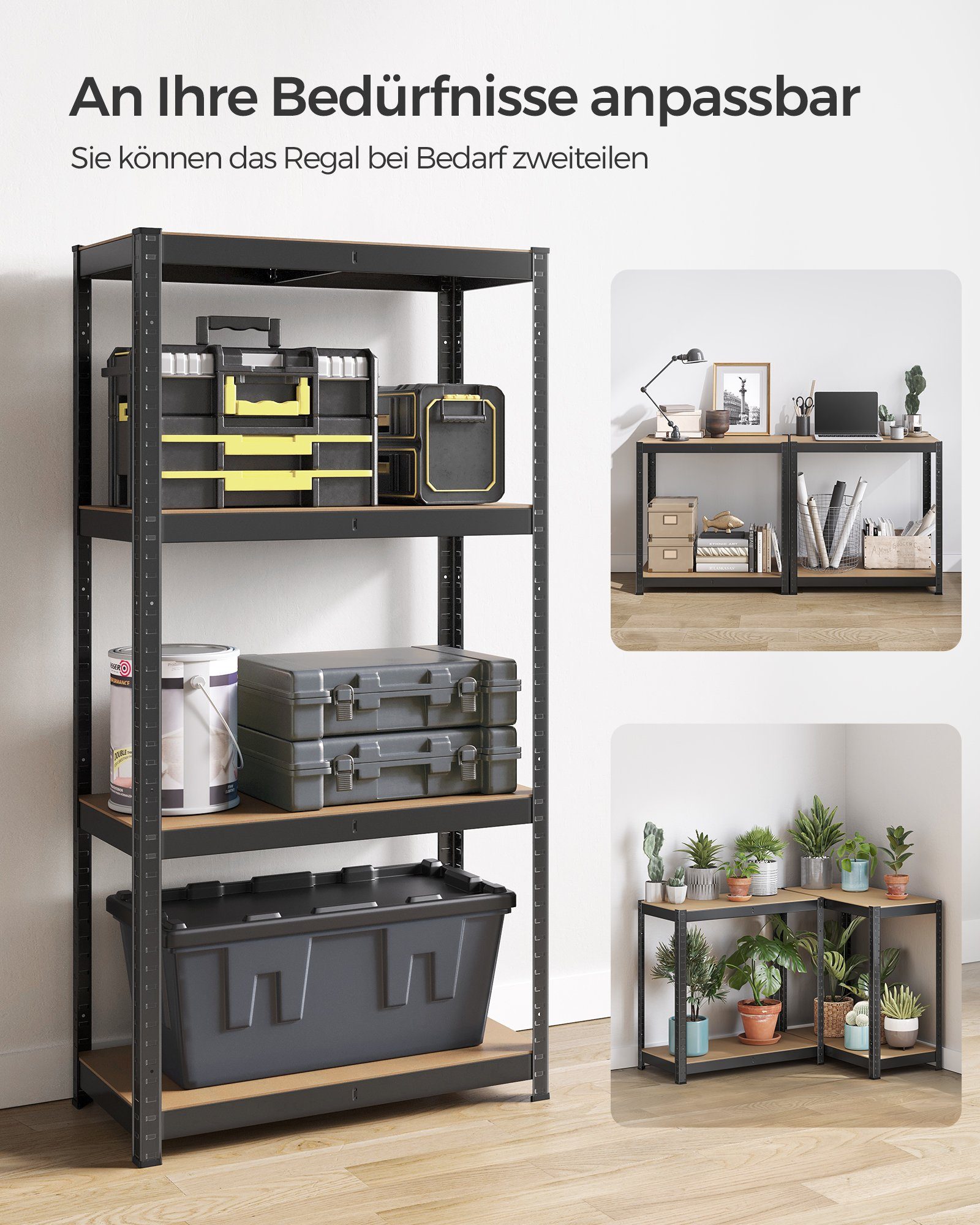 SONGMICS Schwerlastregal Lagerregal, 1-tlg., 4 Ebene, bis 520 kg belastbar