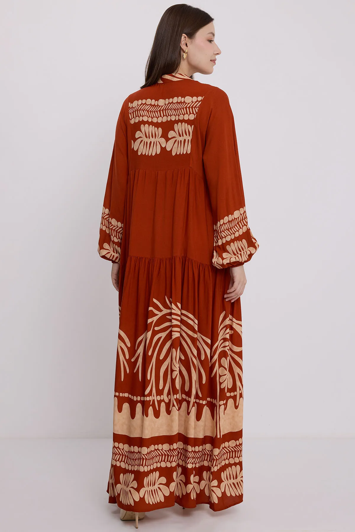 Bigdart  Damen-Hijab-Kleid aus ziegelroter Viskose 2423