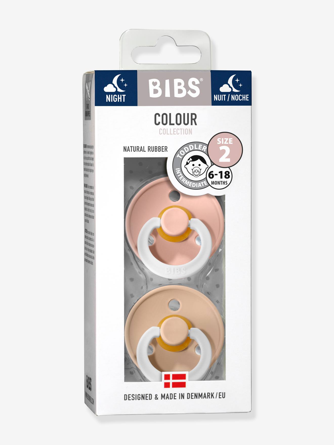 Bibs 2 Beruhigungssauger COLOUR BIBS, Gr. 2 (6-18 Monate) - dunkelgrau+hellblau
