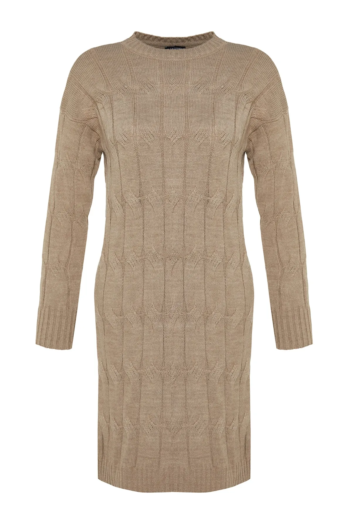 Trendyol Collection  Nerzfarbenes Mini-Strickkleid aus Haarstrick TWOAW22EL0027
