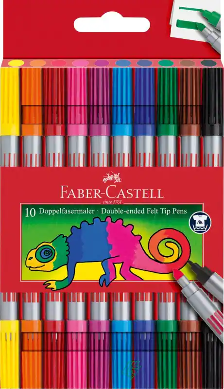 Faber-Castell Doppel Nicht-permanent Faserschreiber Farbig sortiert Filzspitze 1,3 - 5 mm 10 Stück