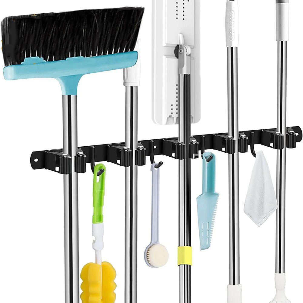 Runxizhou Wandhaken Besenhalterung Wand, 5 Halter + 4 Haken Schwerlast Gerätehalter, (1-St)