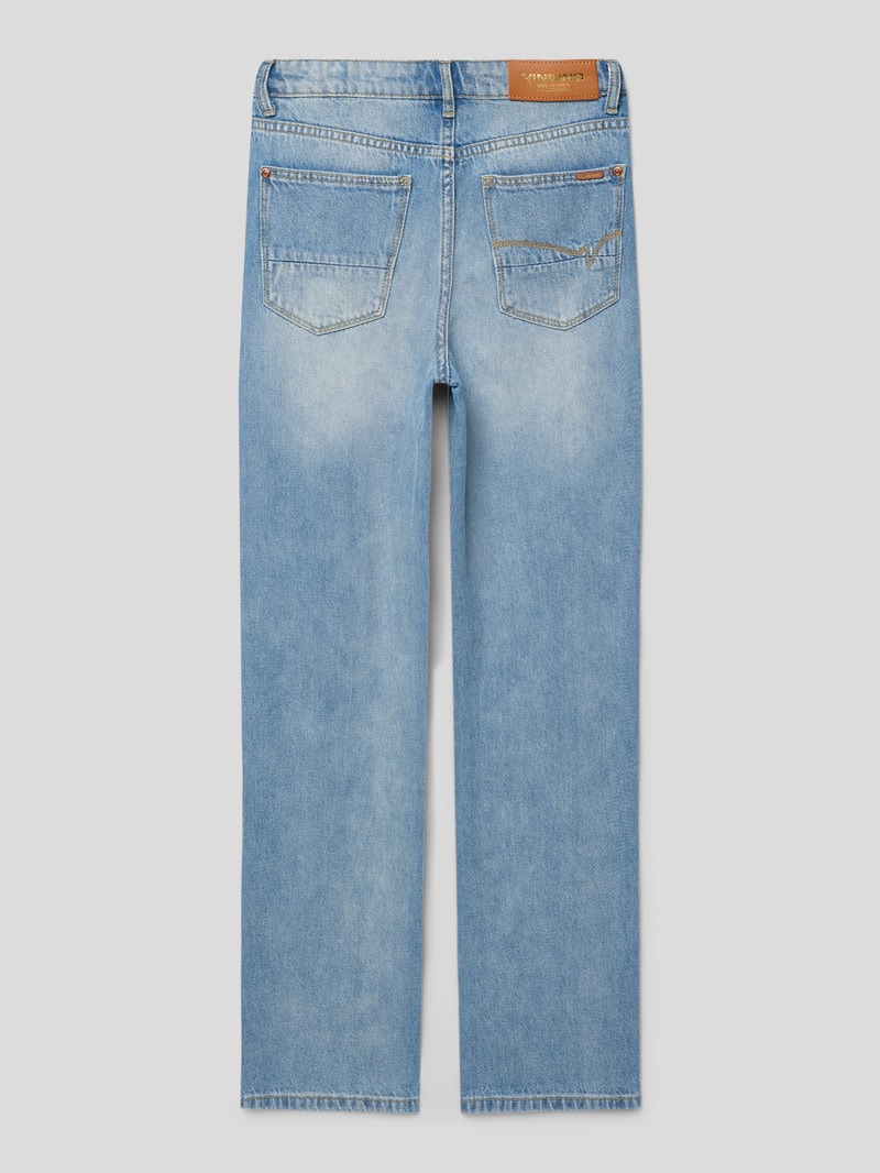 Wide Leg Jeans mit Destroyed-Details in blau