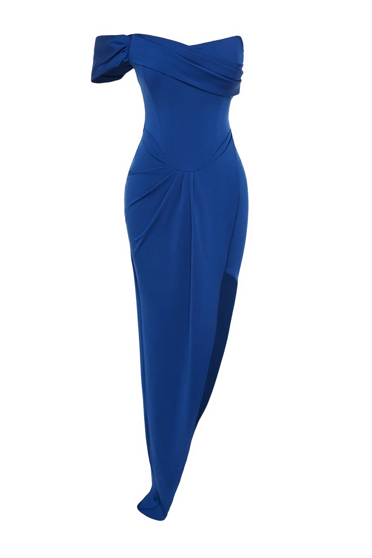 Trendyol Collection  X Zeynep Tosun Marineblaues, figurbetontes Abend- und Abschlusskleid mit Korsettdetail TCLSS23AE00013