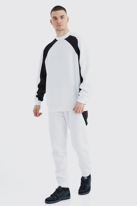 Tall Colorblock Sweatshirt-Trainingsanzug mit Reißverschluss-Detail