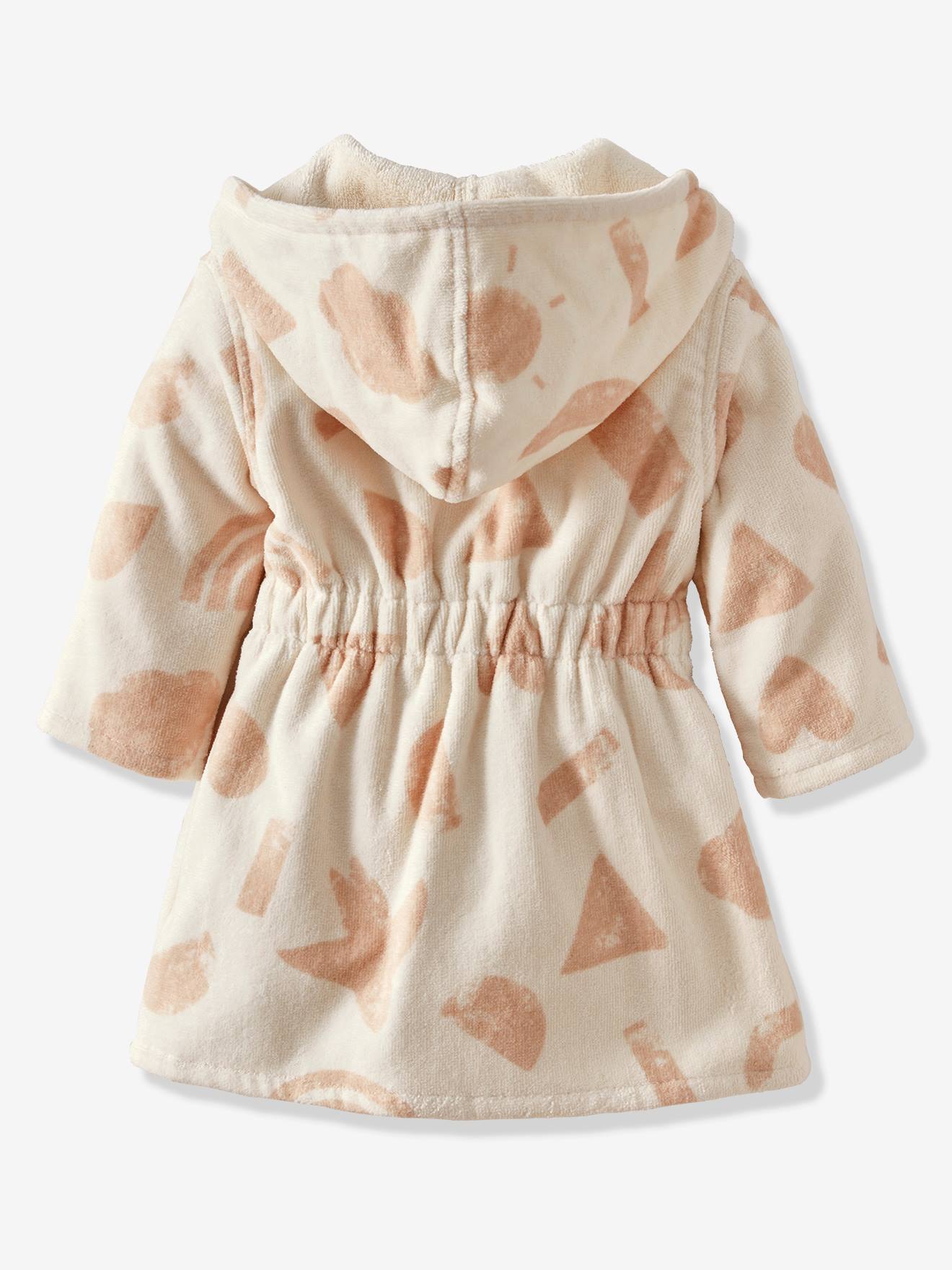 Vertbaudet Baby Bademantel HAPPY SKY, personalisierbar, Bio-Baumwolle - beige bedruckt