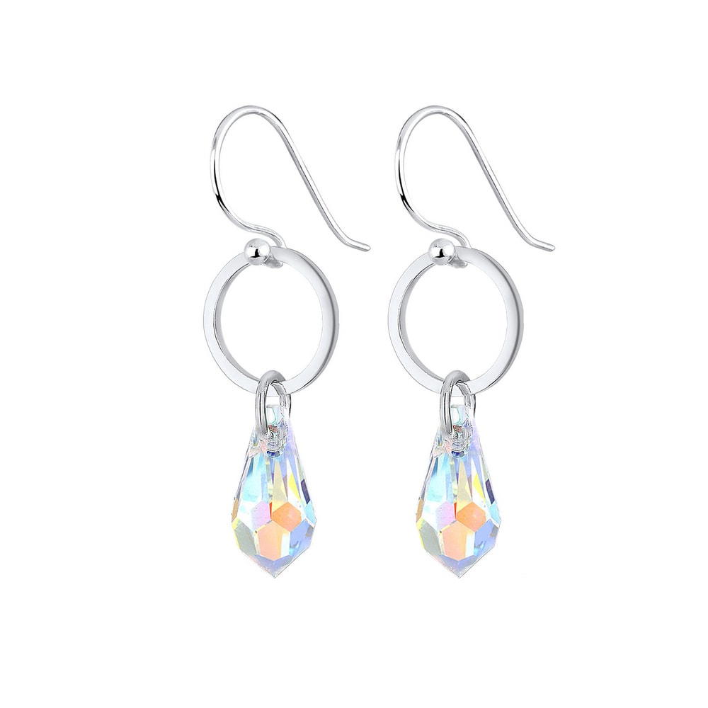 Elli Elli Boucles d'Oreilles Geo Kreis Tropfen Kristalle 925 Silber Boucles d'oreilles