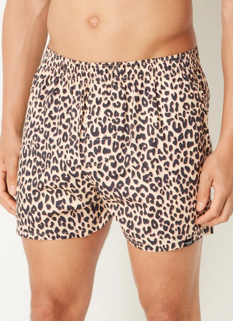 Pockies organic cotton boxer shorts with leopard print