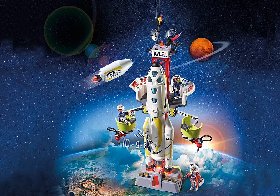 Mars-Rakete mit Startrampe