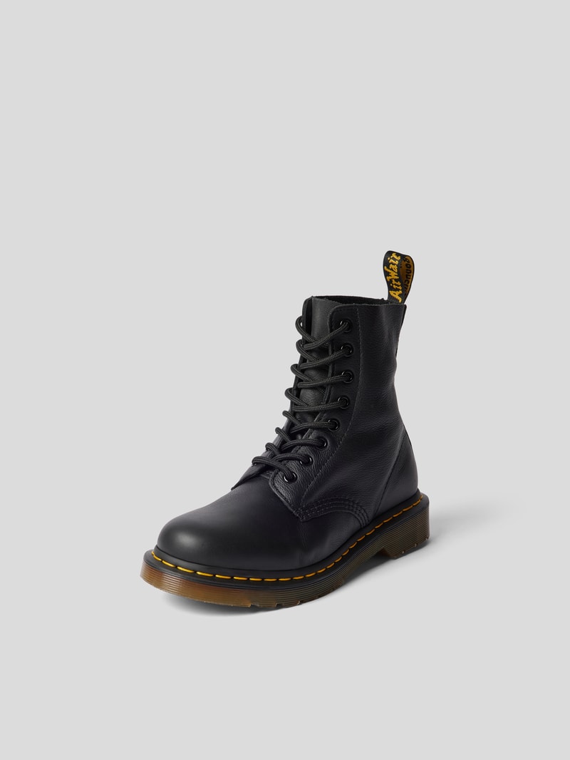 Schnürboots mit Kontrastnaht in schwarz