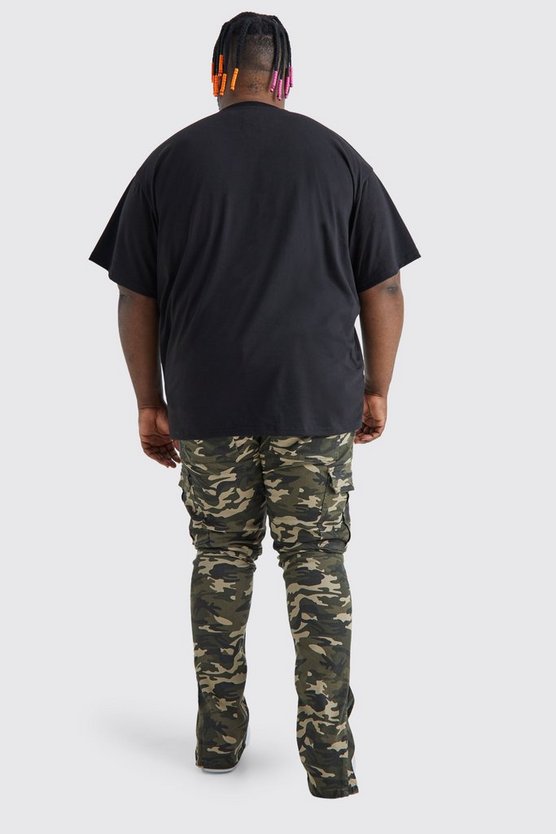Plus Skinny Camouflage Cargo-Hose mit geteiltem Saum
