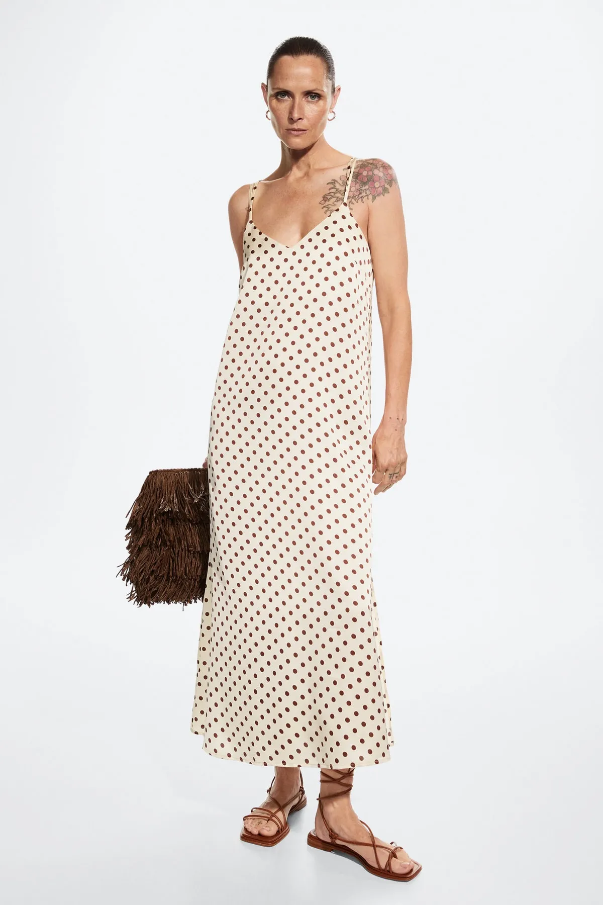 MANGO  Ecrufarbenes Damenkleid 37012884