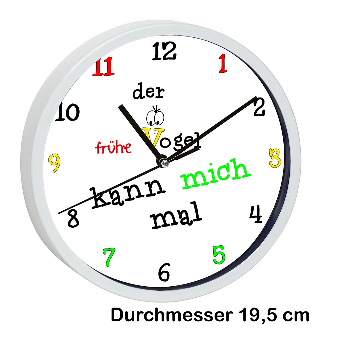 Kinder Wanduhr personalisiert mit Name der frühe Vogel kann mich mal
