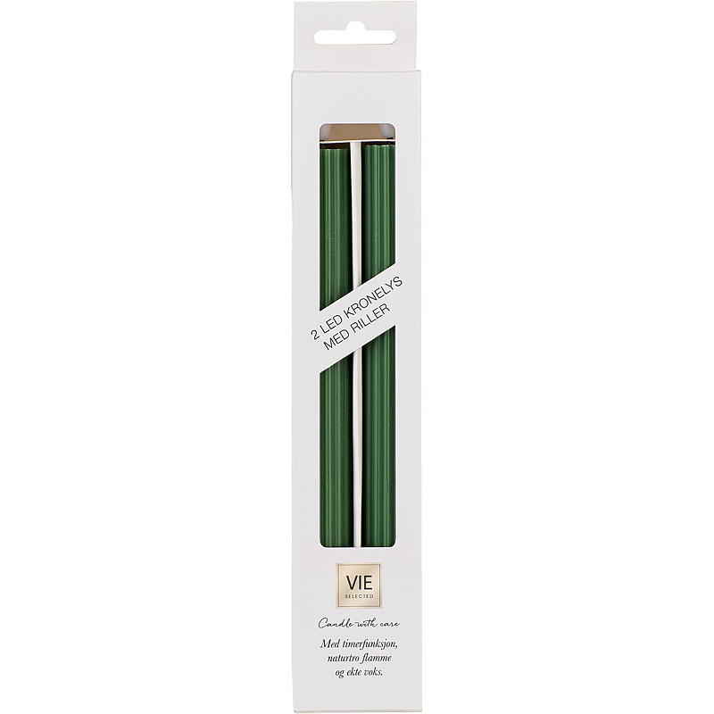 Vie Home Kronelys 2-pk 24 cm LED timer grønn