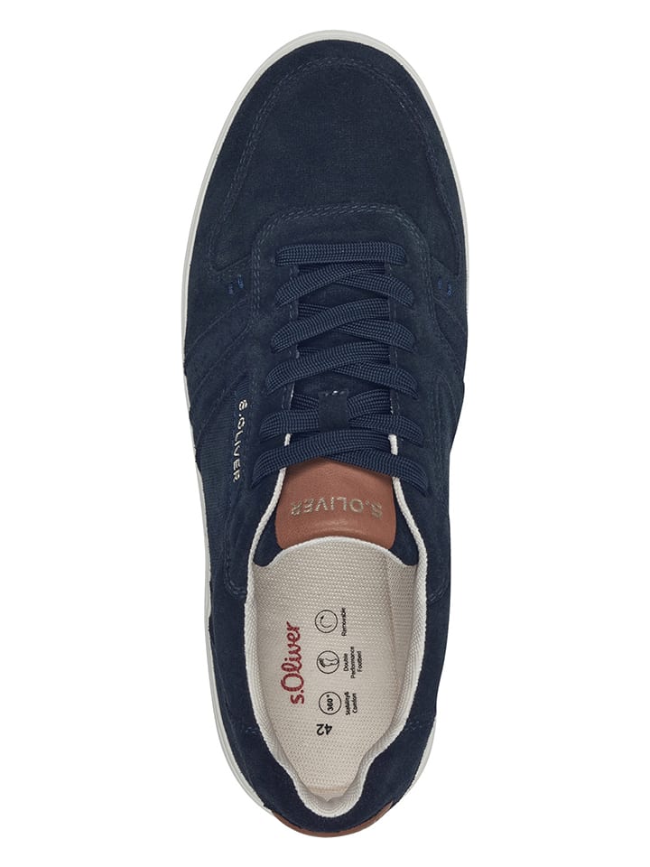 s.Oliver Leder-Sneakers in Dunkelblau günstig kaufen