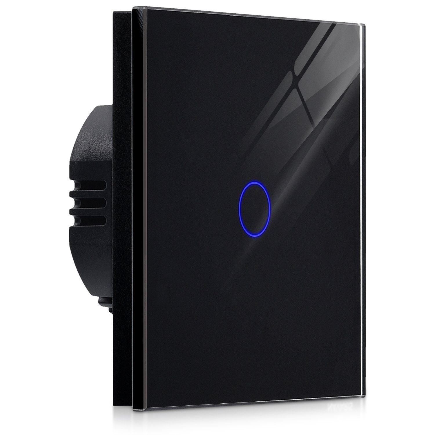 Navaris Lichtschalter Touch Wandschalter mit Montagematerial, Glas Panel, Status-LED