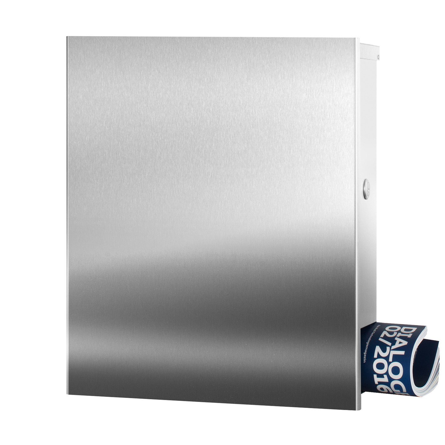 MOCAVI Briefkasten MOCAVI Box 111 VA Premium Edelstahl-Briefkasten mit Zeitungsfach in Edelstahl V2A Wandbriefkasten, integriert; passender Verschluss (zusätzlich bestellbar) für Wetterseite, beidseitig nutzbar: Box Vers 1 VA
