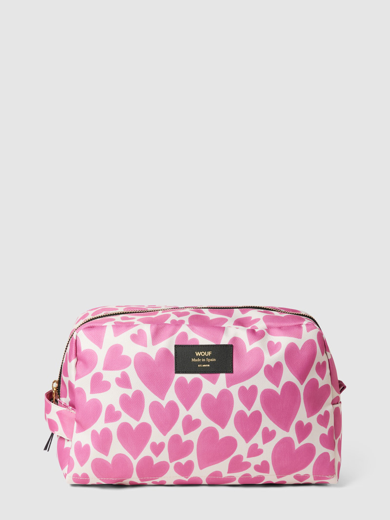 Kosmetiktasche mit Allover-Muster Modell 'Pink Love' in pink