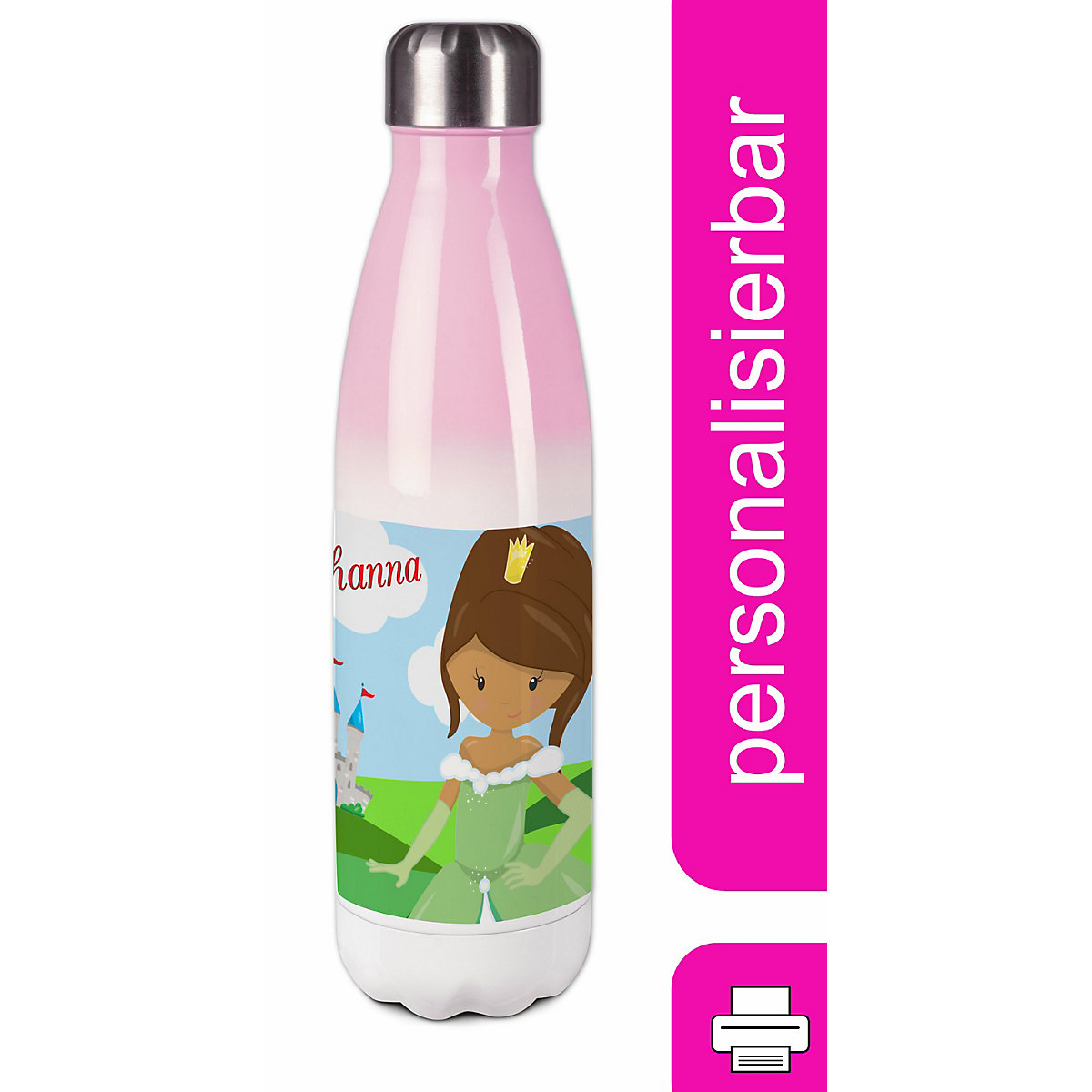 Edelstahl Kinder Thermoflasche / Trinkflasche bunt Prinzessin Spülmaschinenfest, Auslaufsicher, Bruchfest, Doppelwandig, Für Heißgetränke geeignet, Mit Deckel, Isoliert