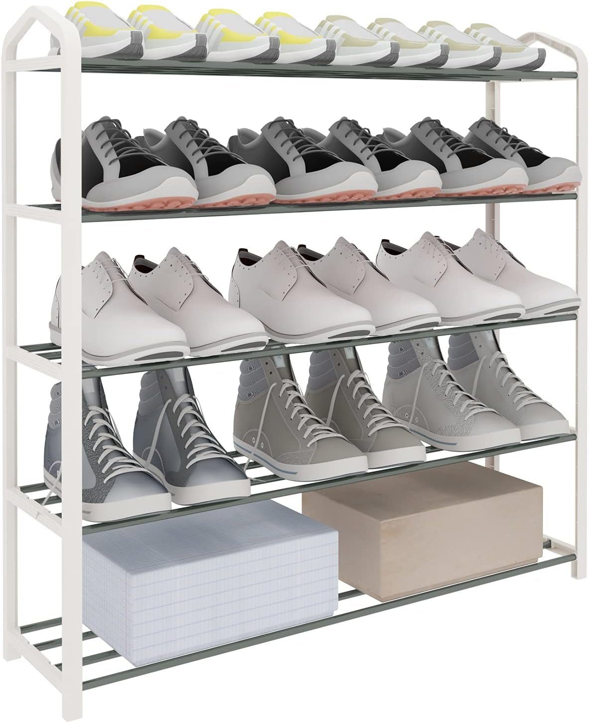 Woltu Schuhregal, 1-tlg., mit 5 Ablagen für 20 Paare Schuhe,XXL Ständer Regale