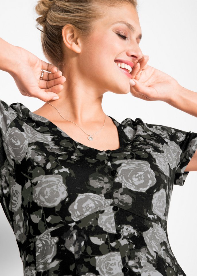 Maxi- Shirt- Kleid, kurzarm