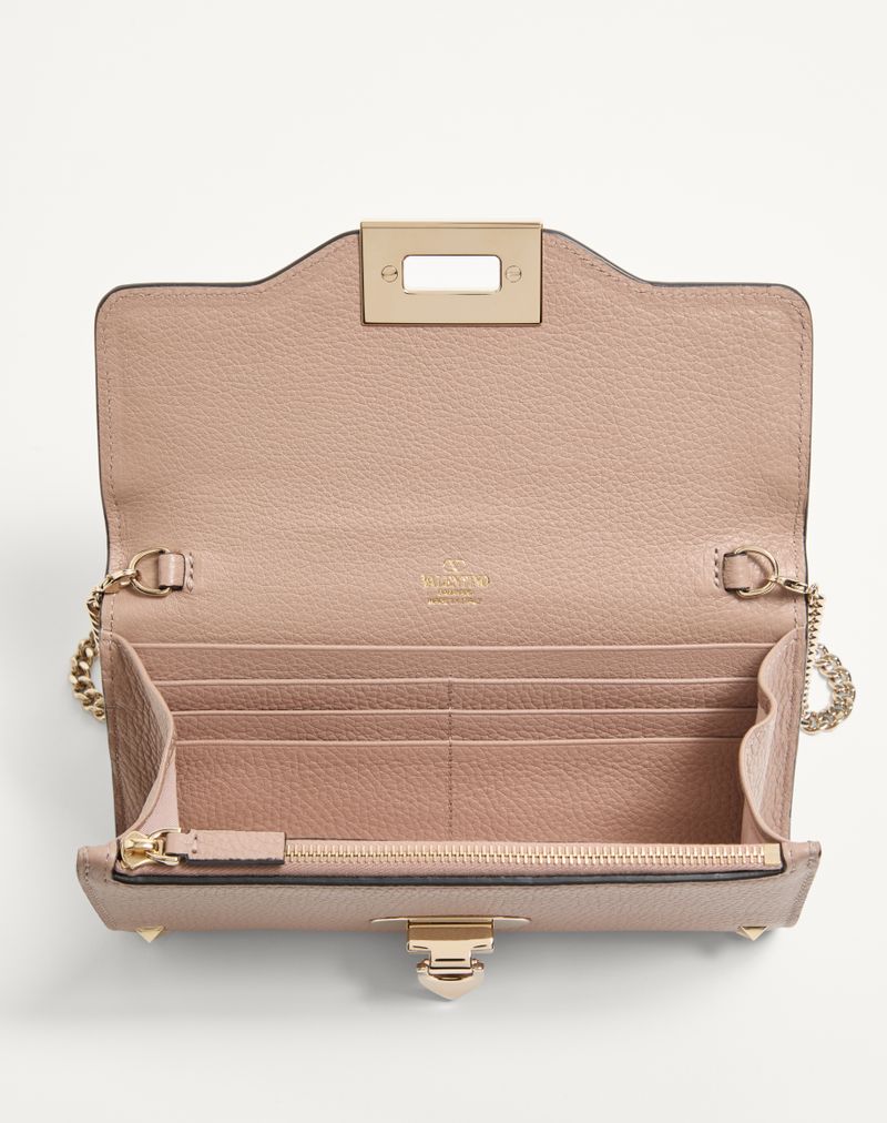 Rockstud Chain Wallet in granaatkleurig kalfsleer
