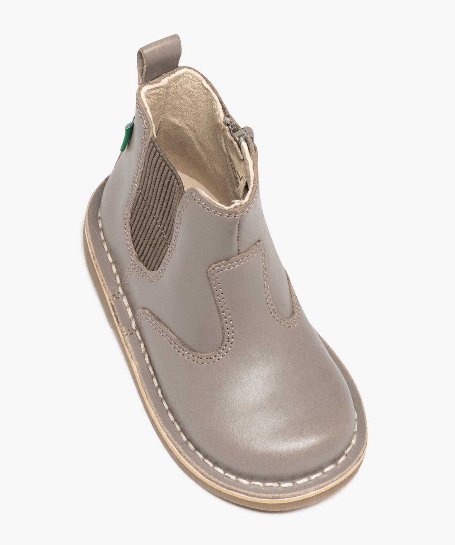 Boots bébé fille en cuir uni style Chelsea - Kickers taupe | GEMO