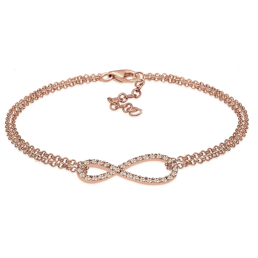 Elli Elli Bracelet Femme Motif Infinity Basic avec Cristaux en Argent Sterling 925 Bracelet