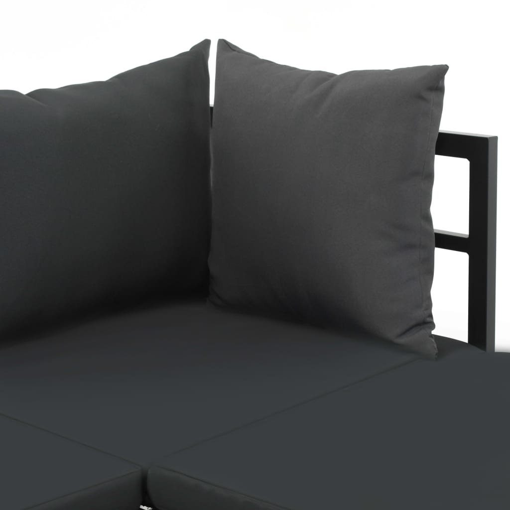 vidaXL Loungesofa 2-tlg. Garten-Ecksofa-Set mit Auflagen Aluminium WPC, 2 Teile