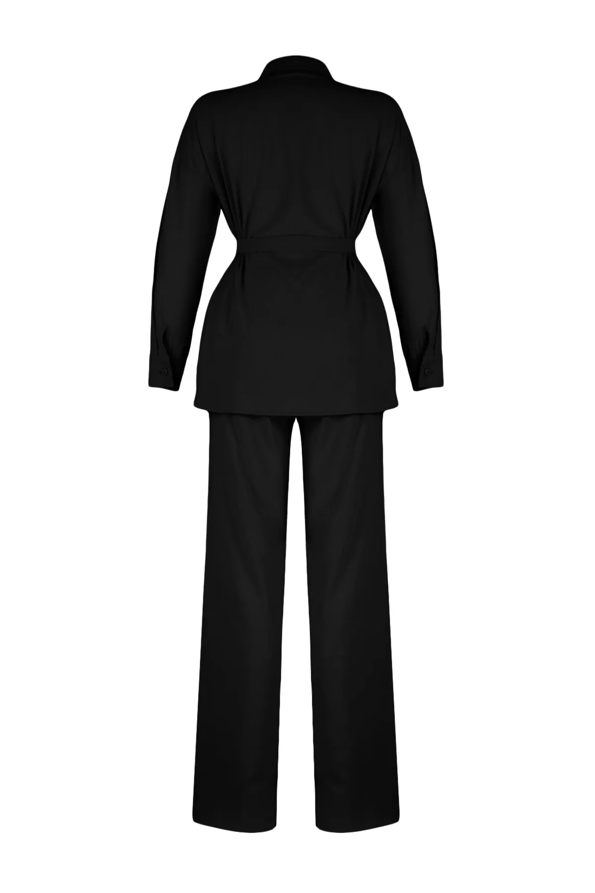 Trendyol Collection  Schwarzes gewebtes Oberteil und Unterteil mit Gürtel TWOSS23AU00072