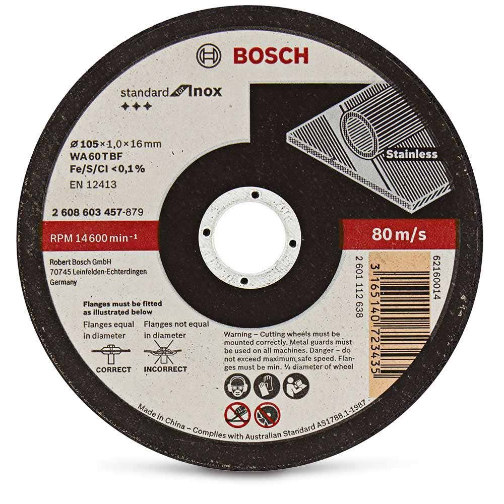 Disco de corte BOSCH 115 x 1,0 mm para aço e aço inoxidável – PADRÃO para aço inoxidável – 100 peças