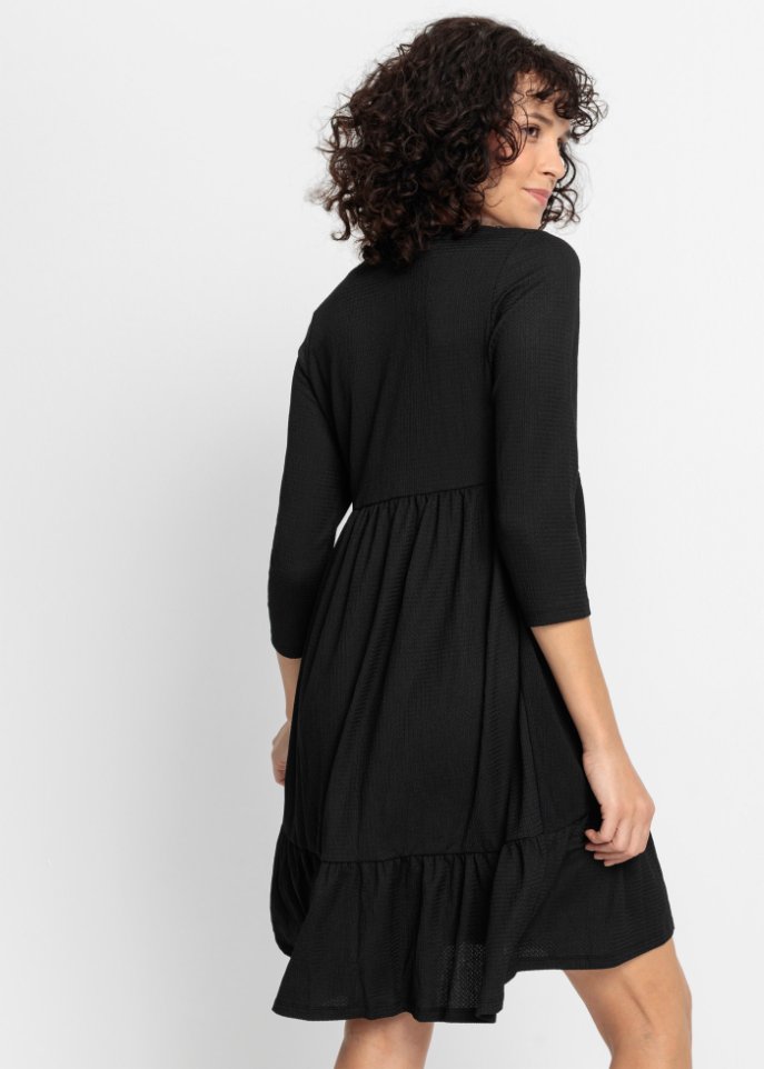 Crepe-Jerseykleid mit Volants