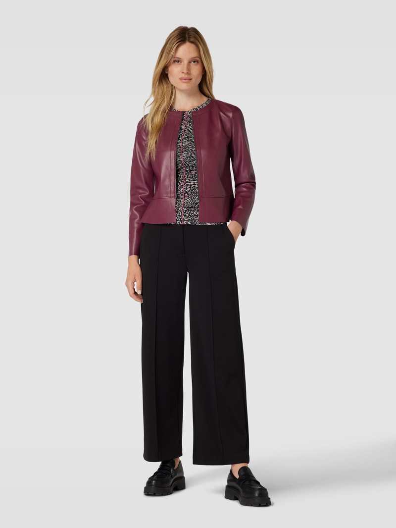Jacke in Leder-Optik in bordeaux rot