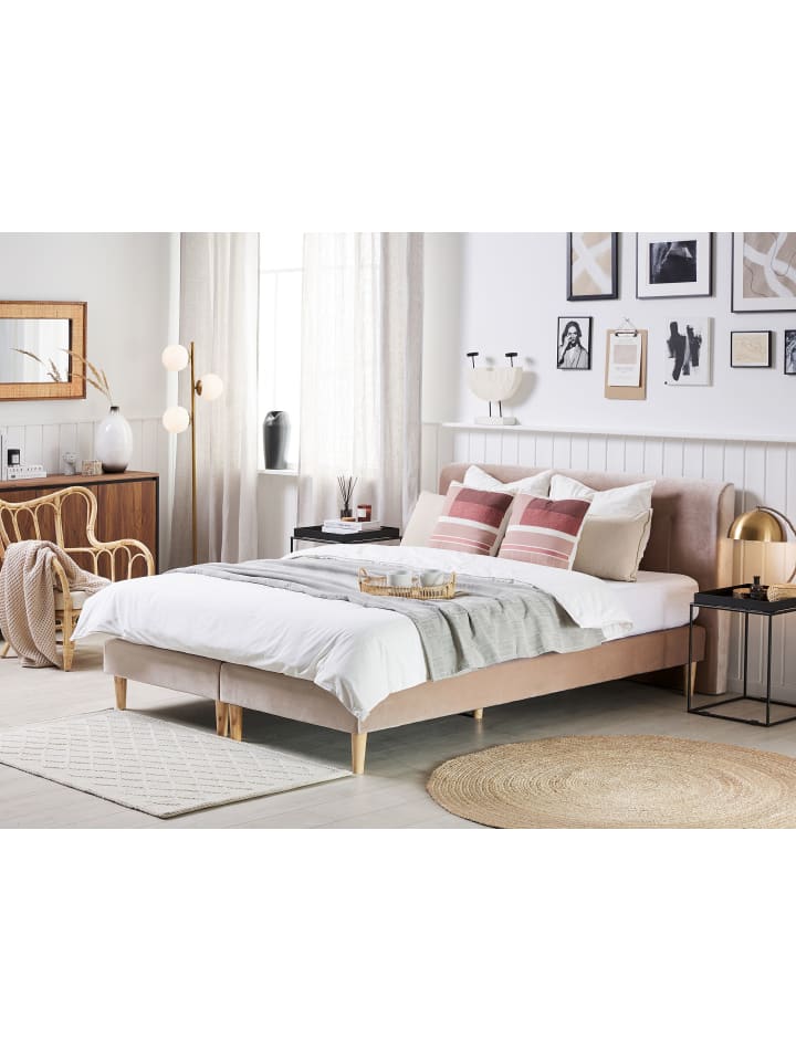 Beliani Doppelbett MARQUISE in Beige/Rosa - (W) 191 x (H) 91 x (L) 213 cm günstig kaufen onesize