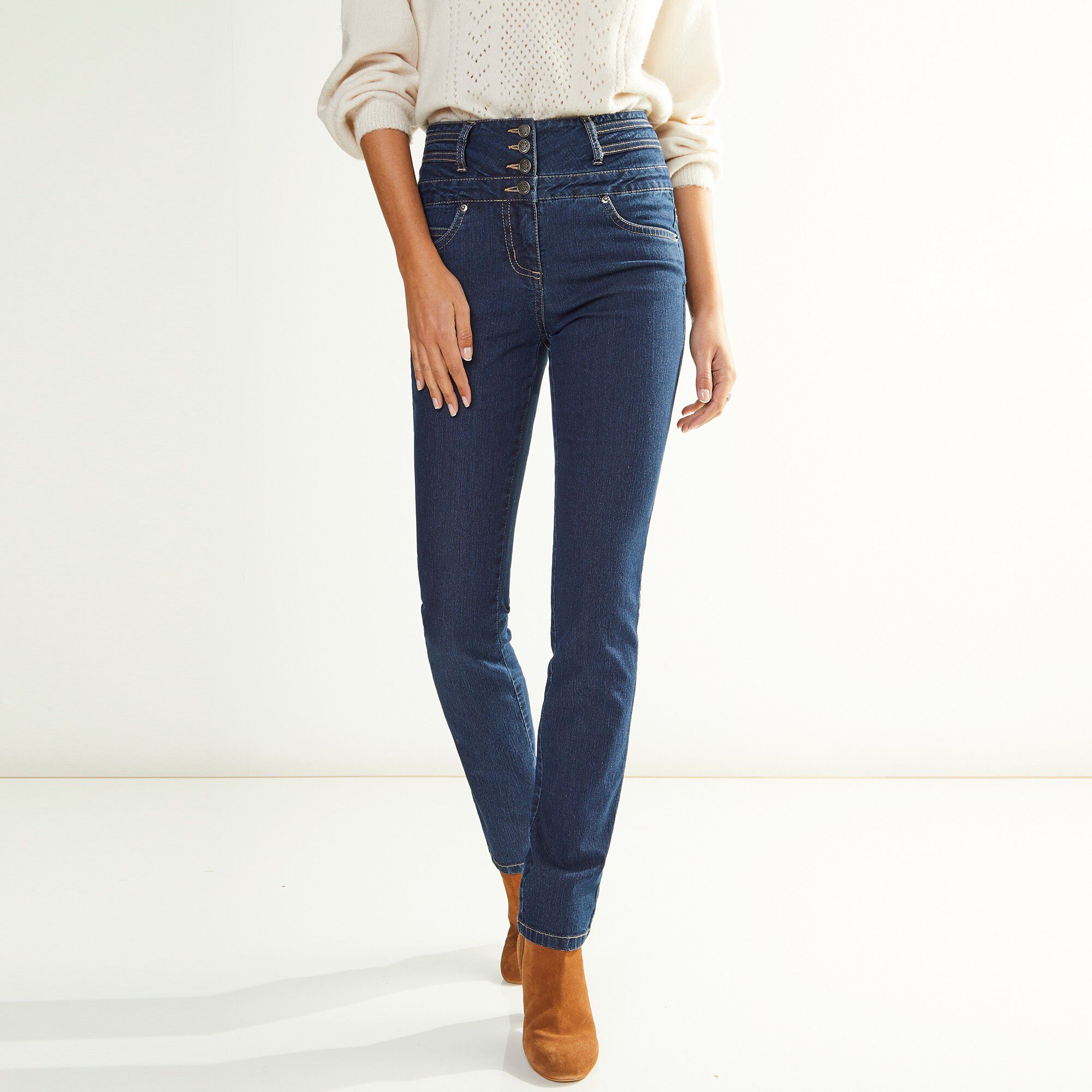 Jean droit taille haute