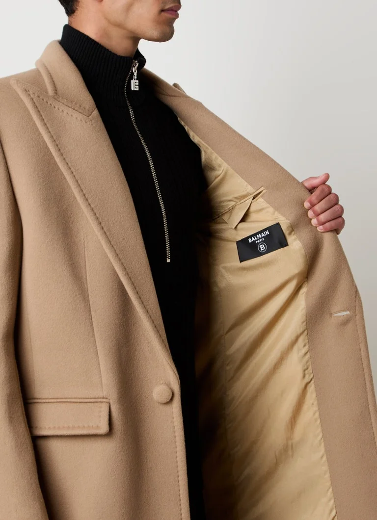 Παλτό Balmain από κασμίρ και μάλλινο ύφασμα με τσέπες με καπάκι