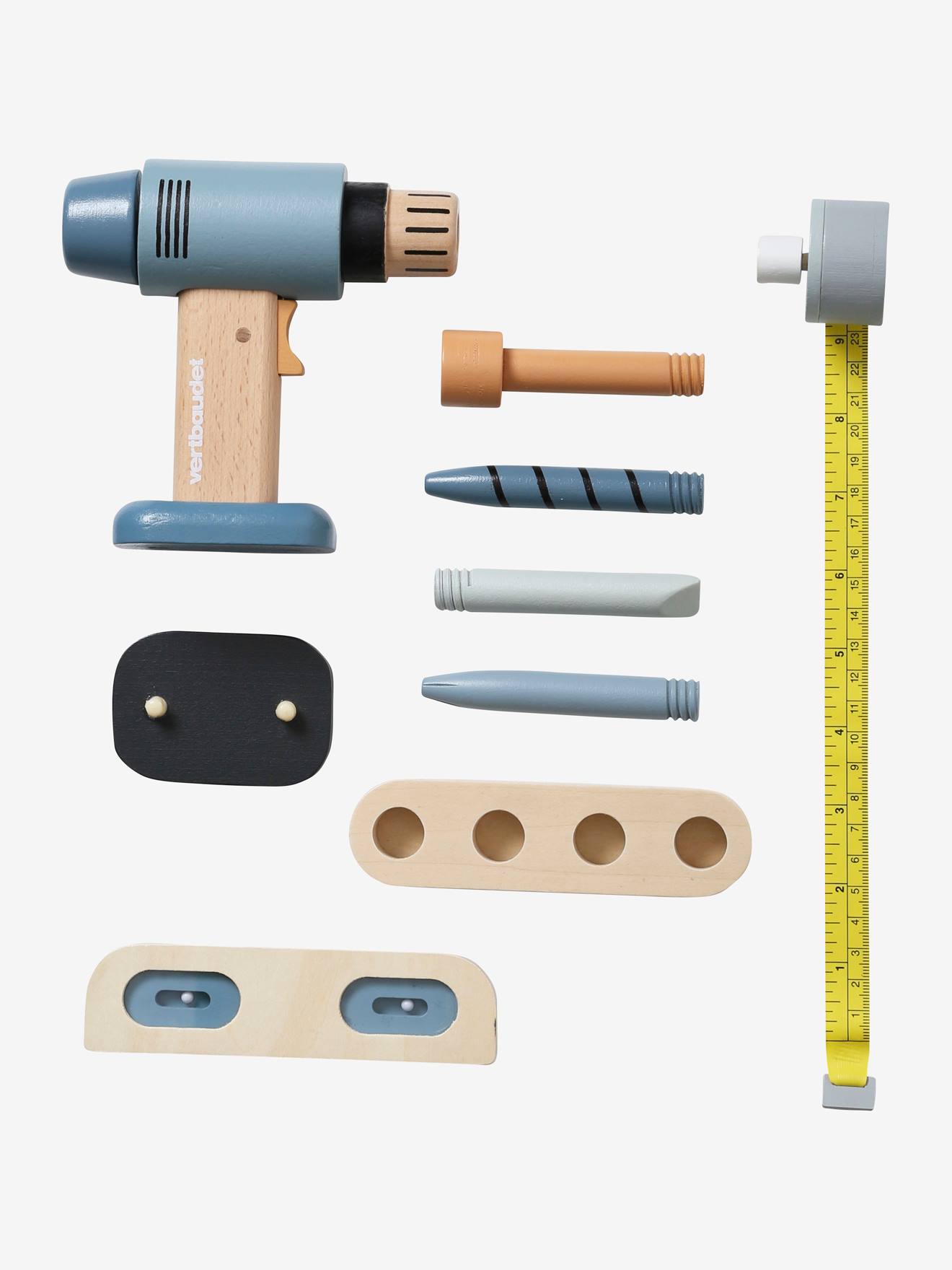 Vertbaudet Kinder Akkuschrauber-Set, Holz FSC - grau