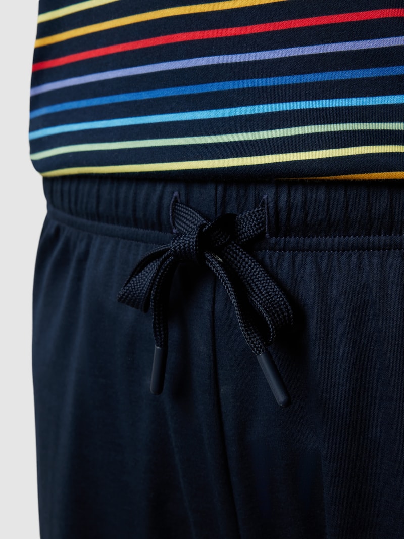 Pyjama Set mit Streifenmuster Modell 'LOVE CAPSULE' in dunkelblau