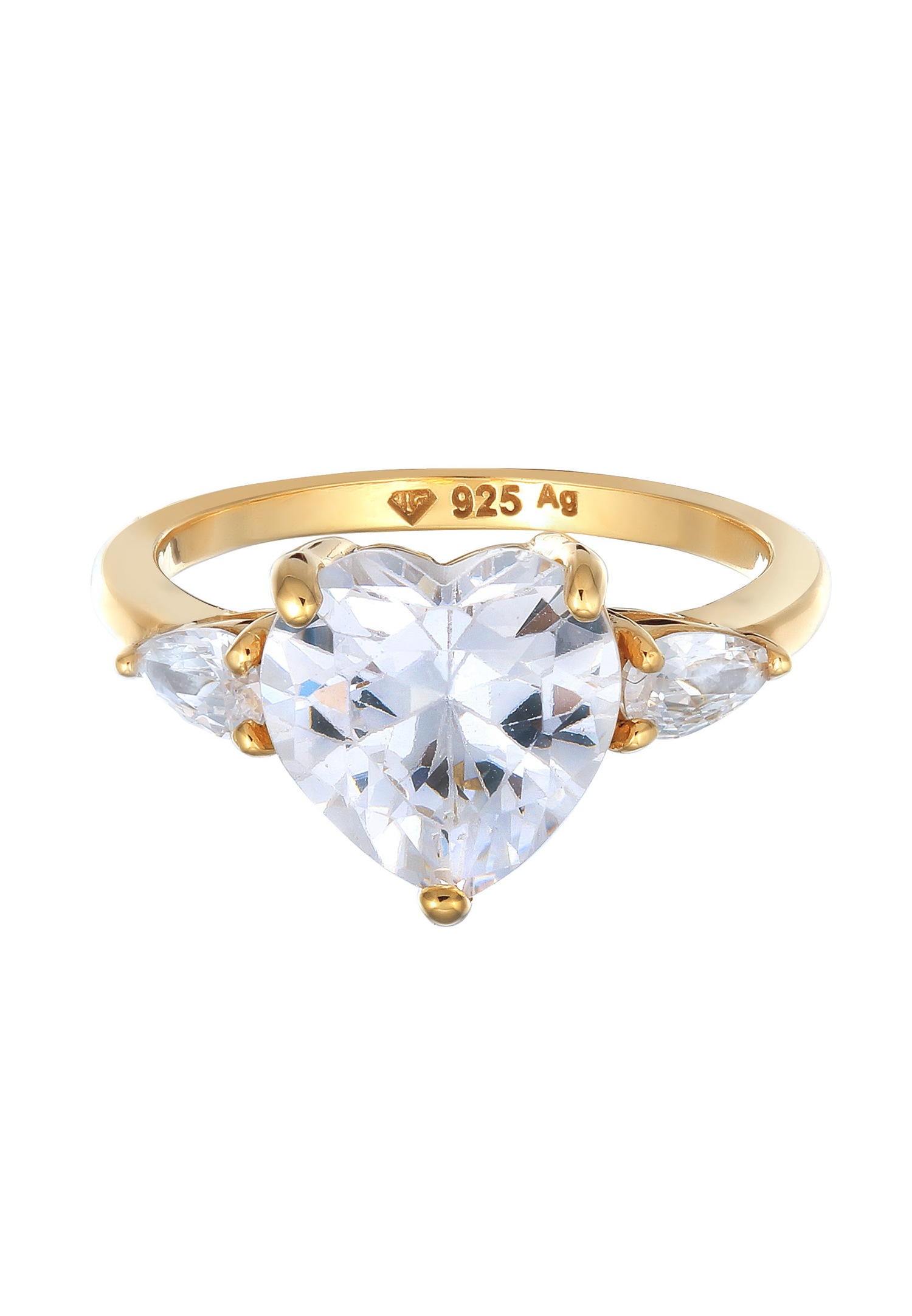 Anello Elli Elli con pietre a forma di cuore, zirconi bianchi da donna, argento sterling 925, San Valentino