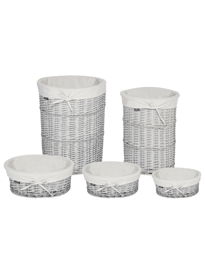 Beliani 1er-Set Wäschekörbe VAKARI in Weiß/Grau günstig kaufen onesize