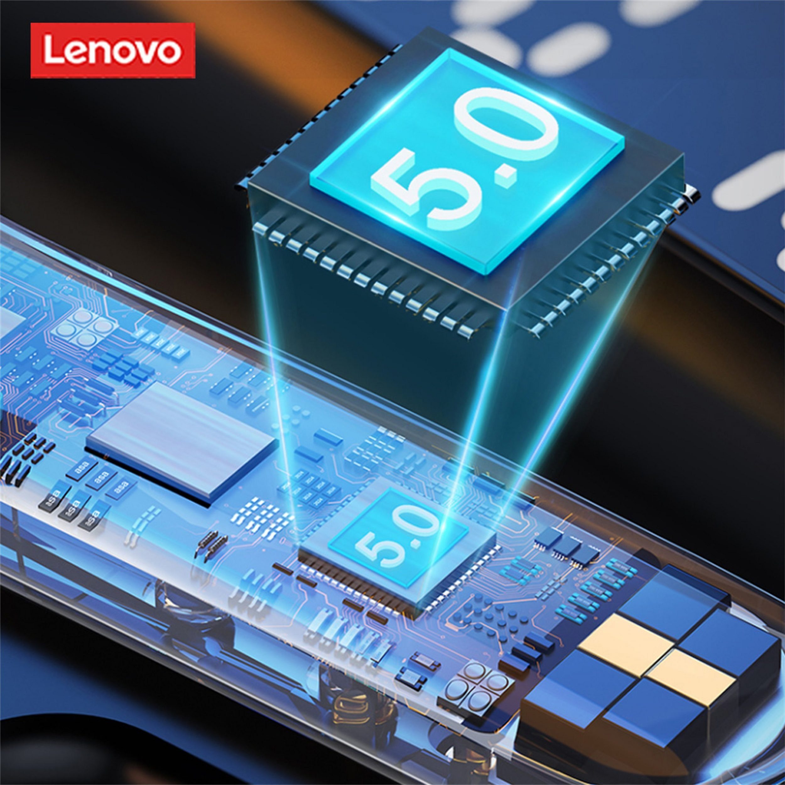 Lenovo QT81 mit Touch-Steuerung Bluetooth-Kopfhörer (True Wireless, Siri, Bluetooth 5.0, kabellos, Stereo-Ohrhörer mit 300 mAh Kopfhörer-Ladehülle - Weiß)