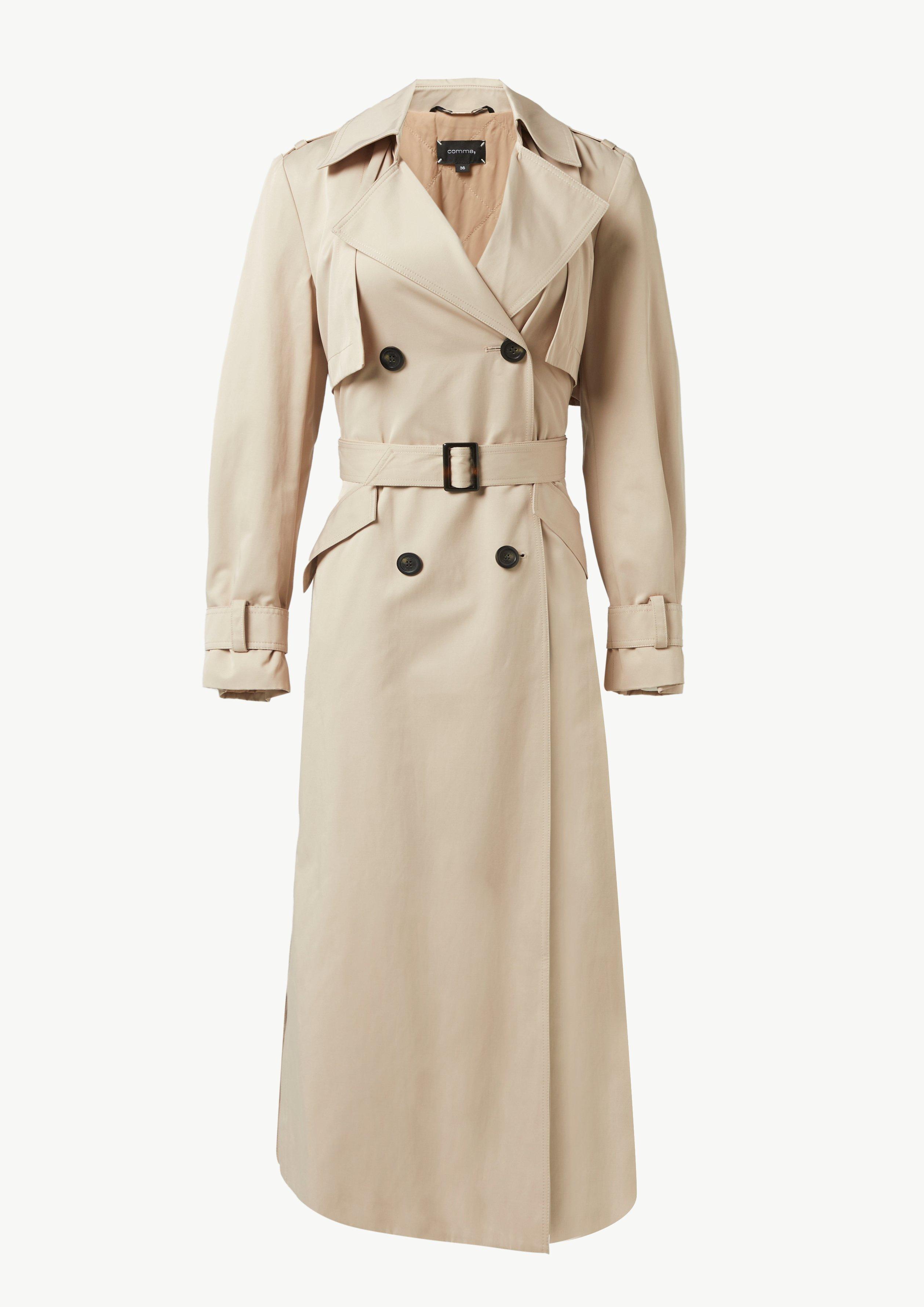 Langer Trenchcoat aus Baumwollmix - beige