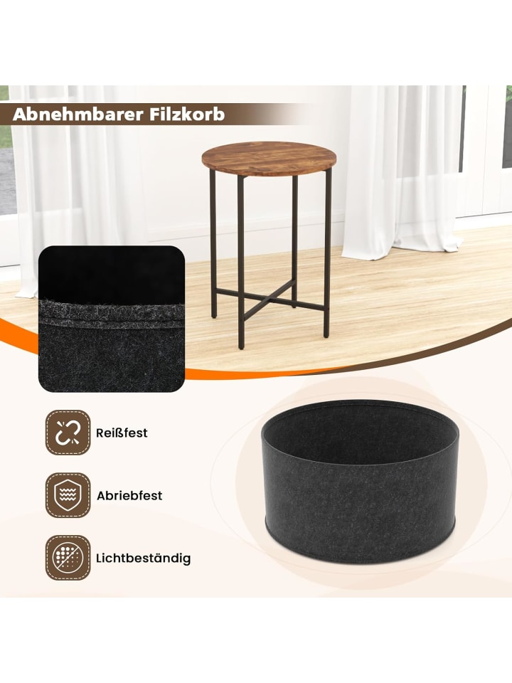 COSTWAY Beistelltisch mit Stoffkorb in Braun günstig kaufen onesize